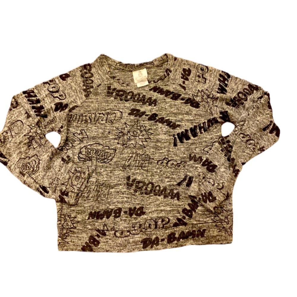 𝅺Awesome crash bam boom novelty sweater large cartoon black gray